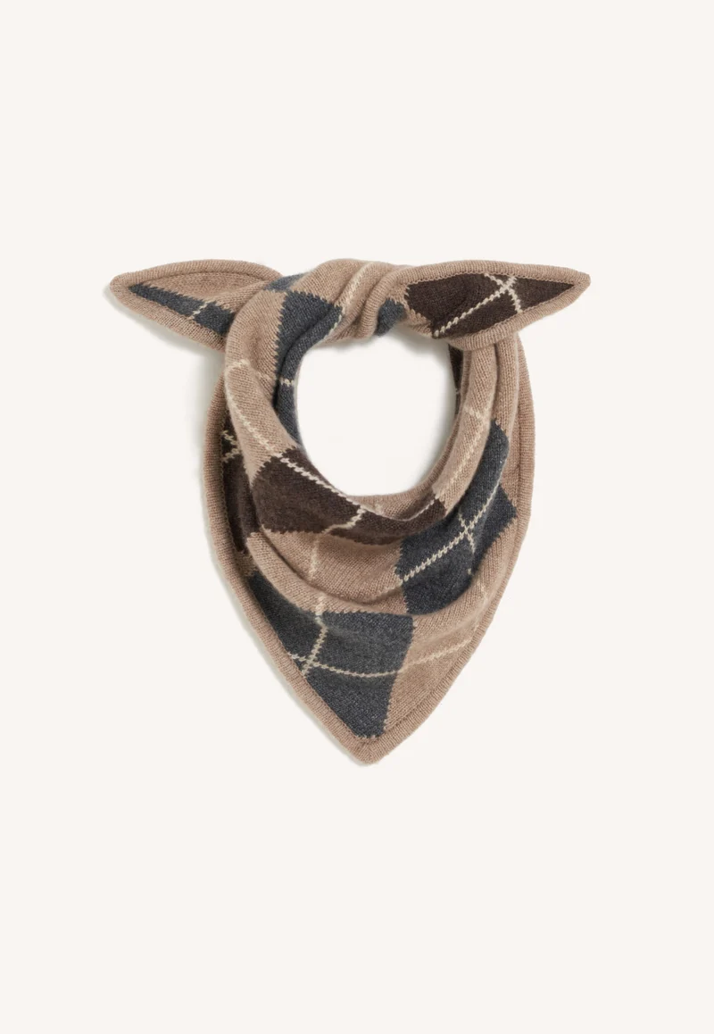 Mens Argyle Foulard in Dark Natural with Grey