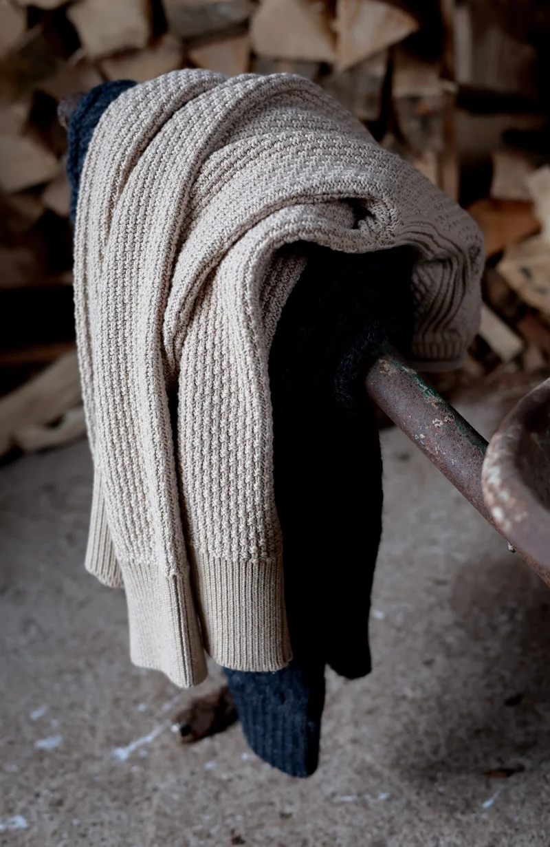 Womens Midweight Cotton Moss Stitch Jumper