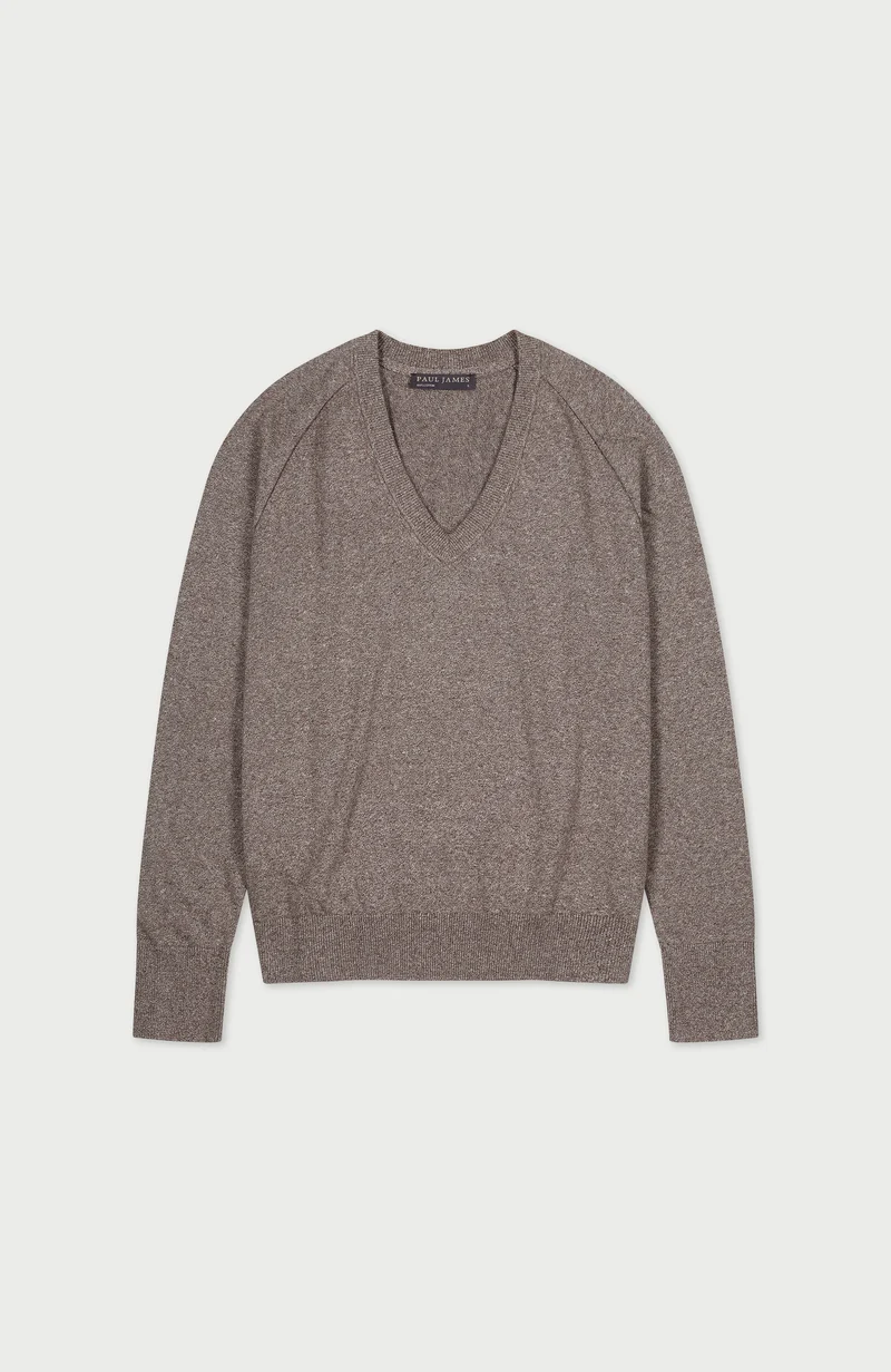 Leichter Damen-Pullover aus Baumwolle mit tiefem V-Ausschnitt