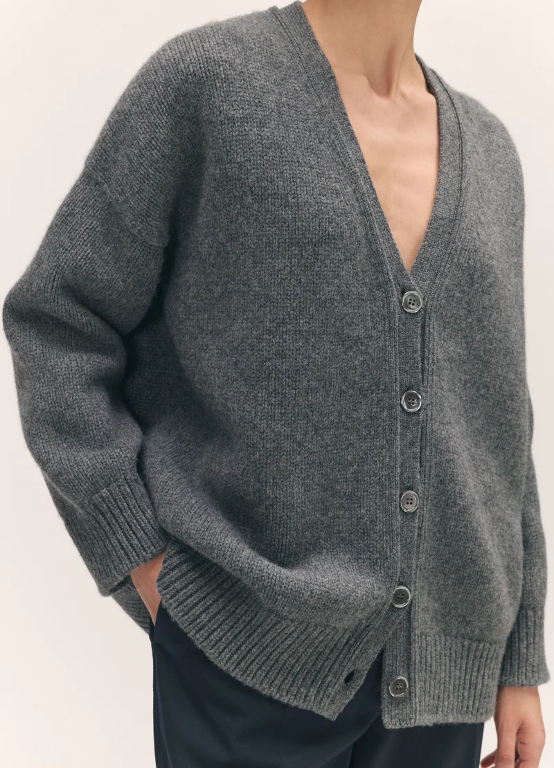 Caragh V-Cardigan in Derby Grey