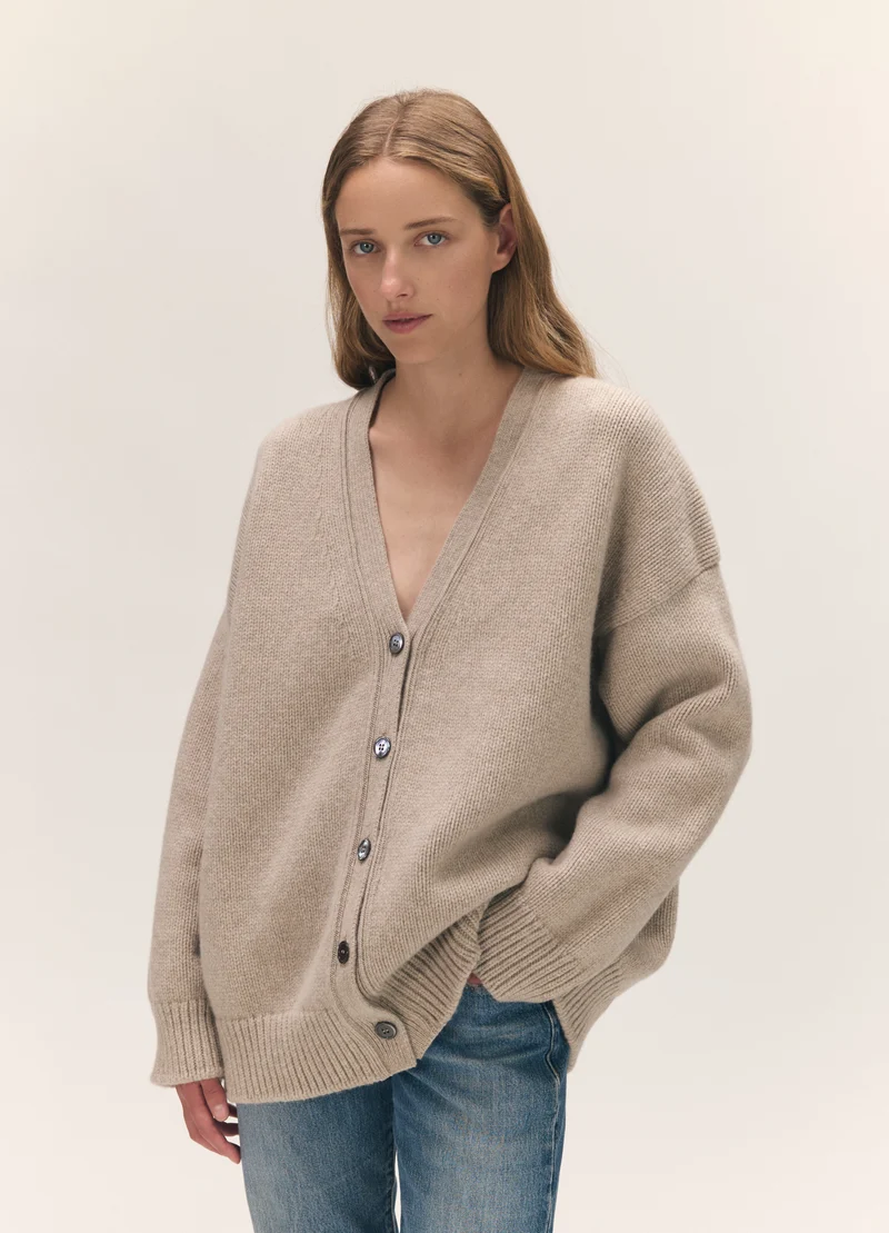 Caragh V-Cardigan in Oat