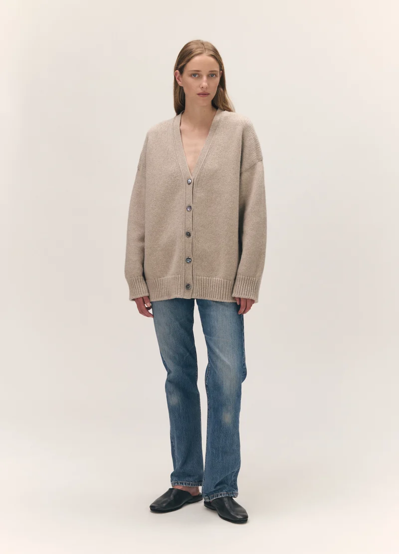 Caragh V-Cardigan in Oat