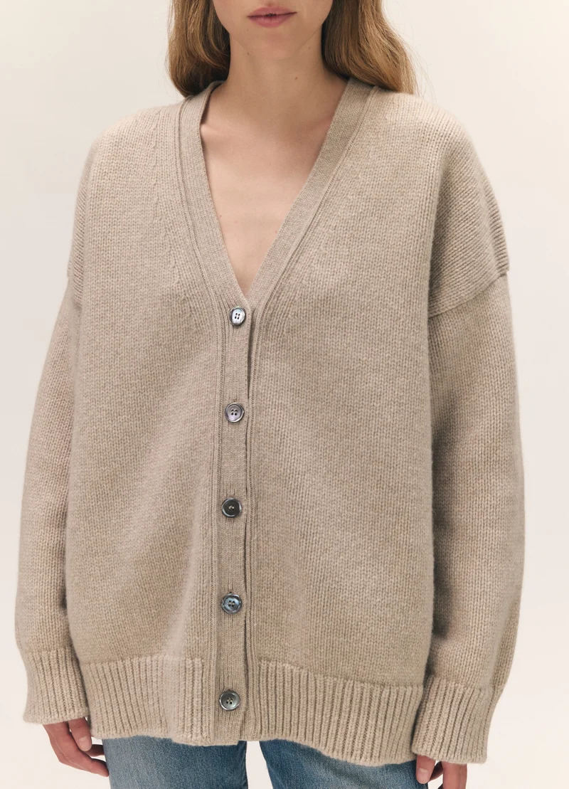 Caragh V-Cardigan in Oat