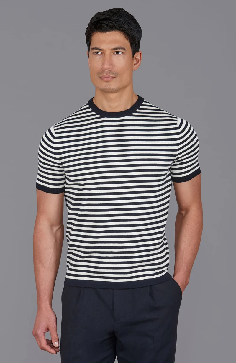 Bretonisches Strick-T-Shirt für Herren aus 100 % ultrafeiner Baumwolle