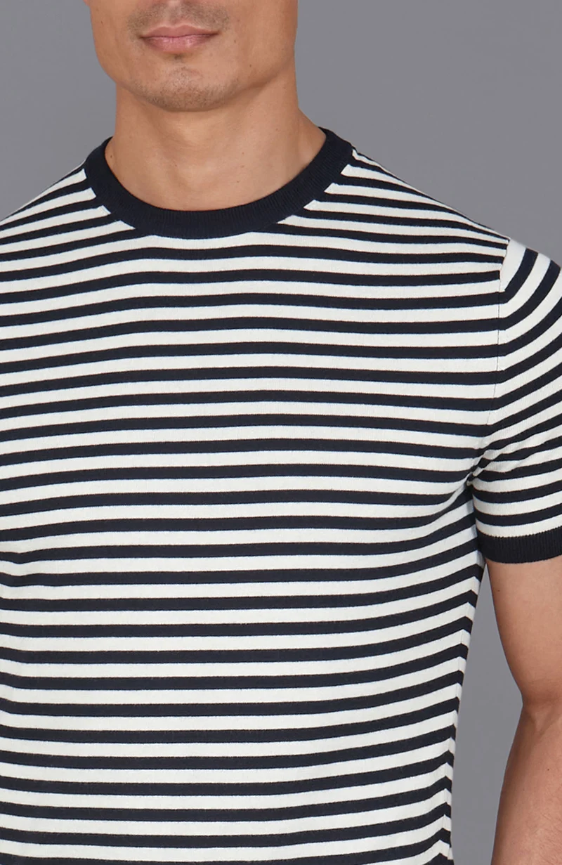 Bretonisches Strick-T-Shirt für Herren aus 100 % ultrafeiner Baumwolle