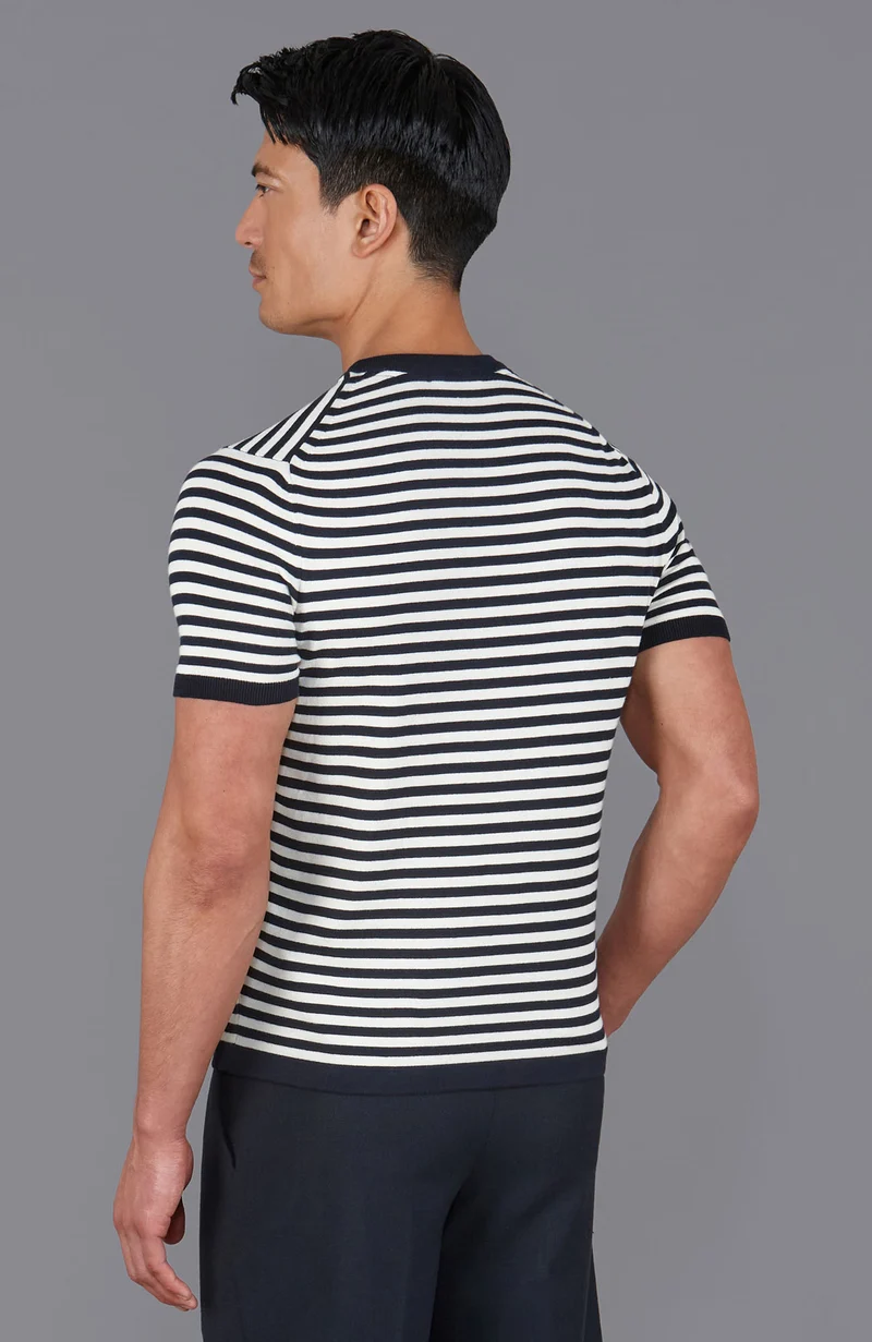 Bretonisches Strick-T-Shirt für Herren aus 100 % ultrafeiner Baumwolle