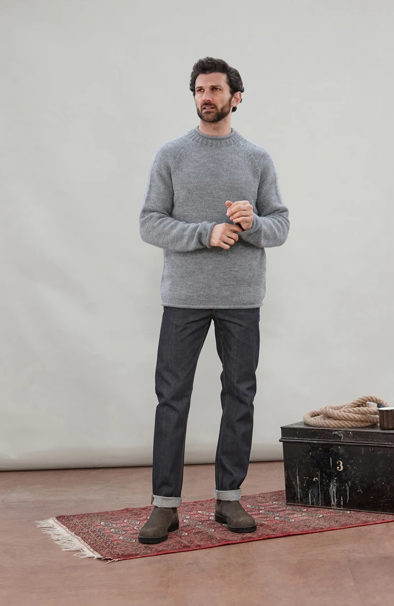 Mens British Wool Fishermans Crew Neck Jumper