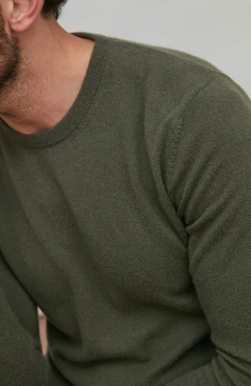 Mens Lightweight Merino Cashmere Crew Neck Jumper