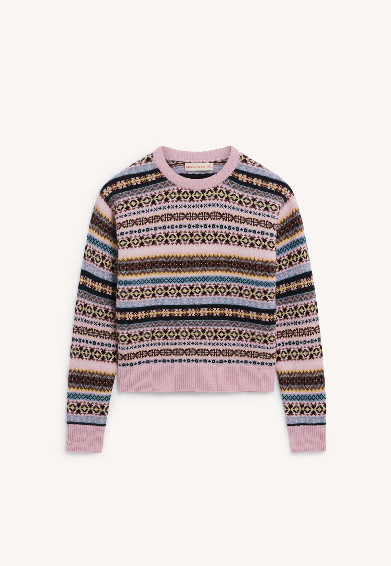 Sligo Slim Fairisle Crewneck in Nymph Multi