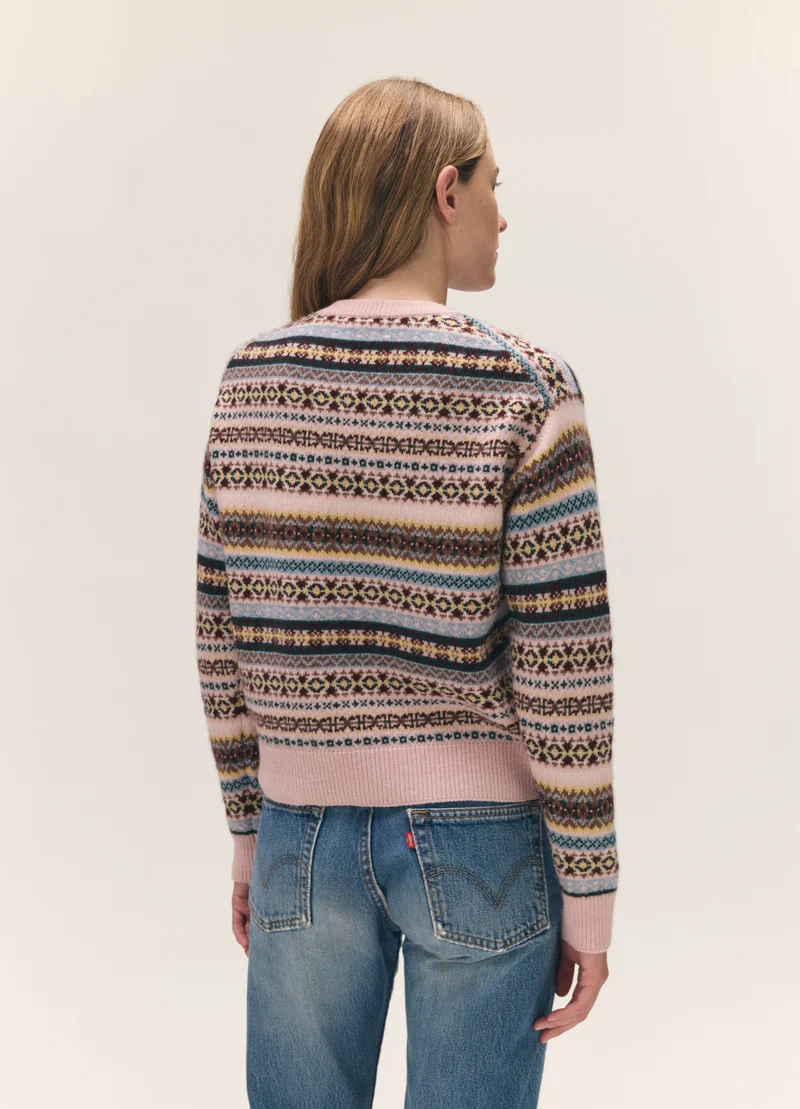 Sligo Slim Fairisle Crewneck in Nymph Multi