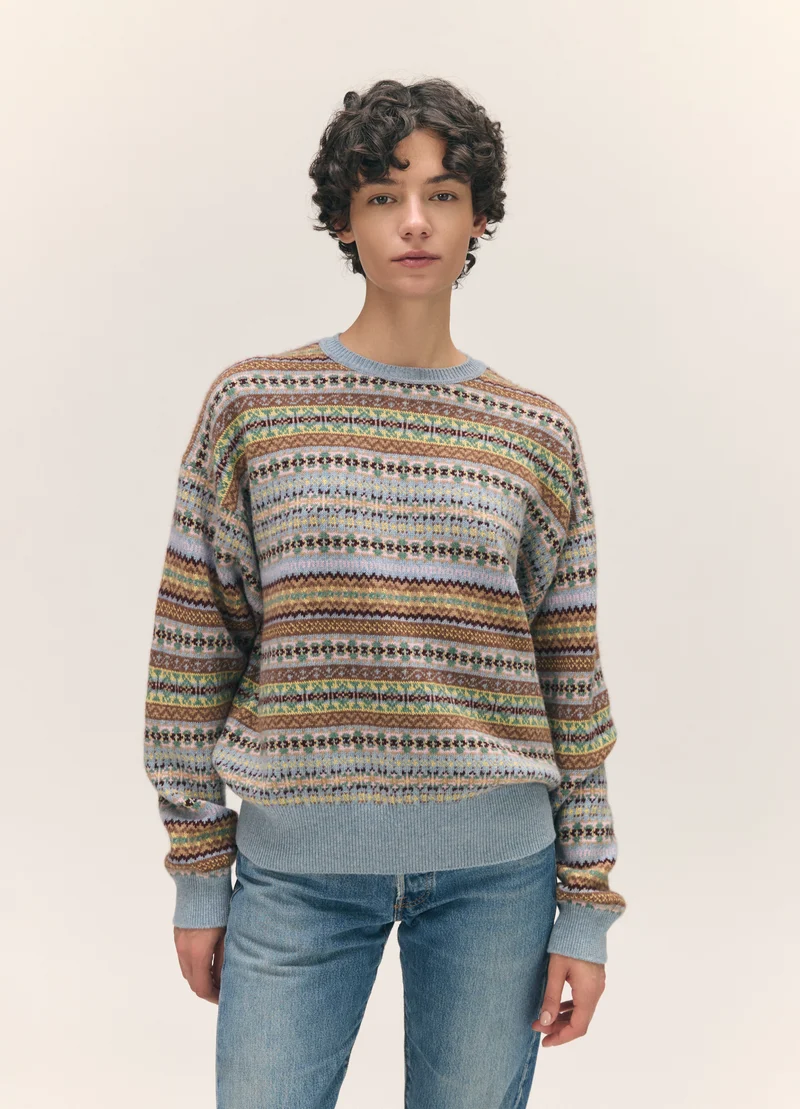 Innes Slouch Fairisle Crewneck in Vintage Multi