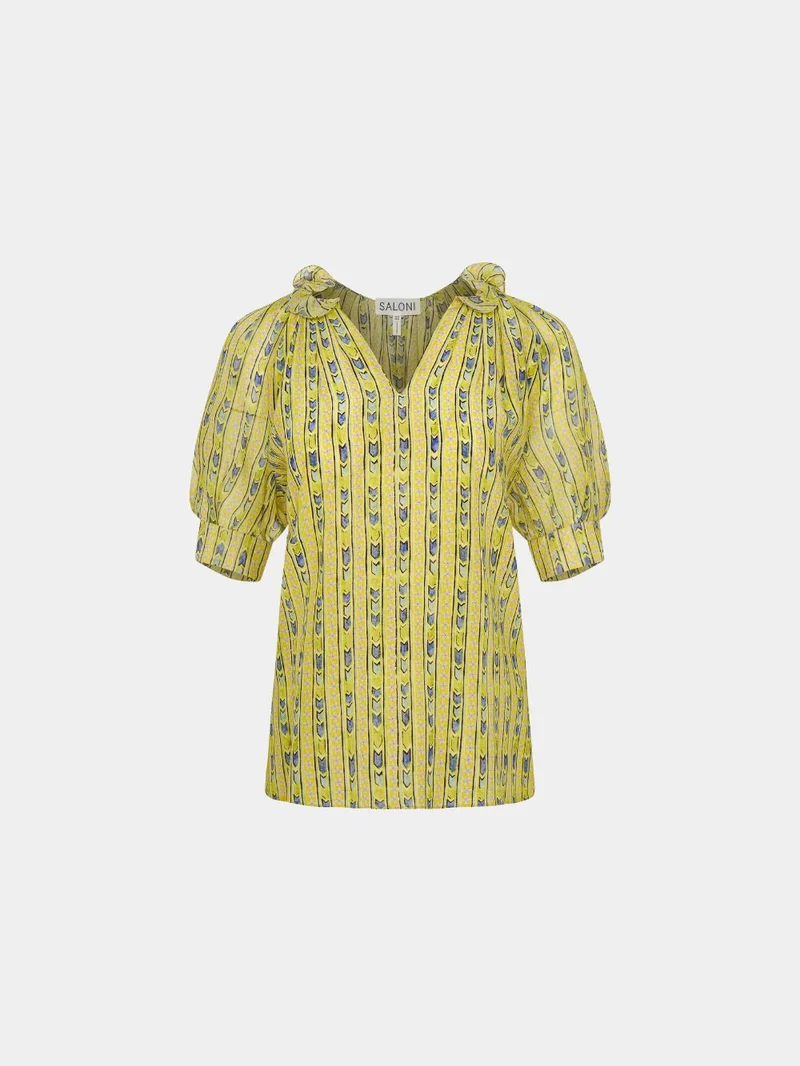 Josie Top Faience Floral Lime