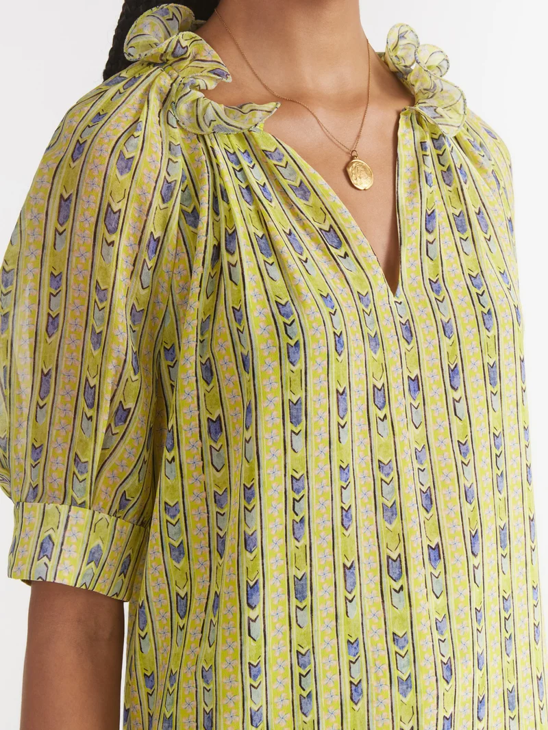 Josie Top Faience Floral Lime