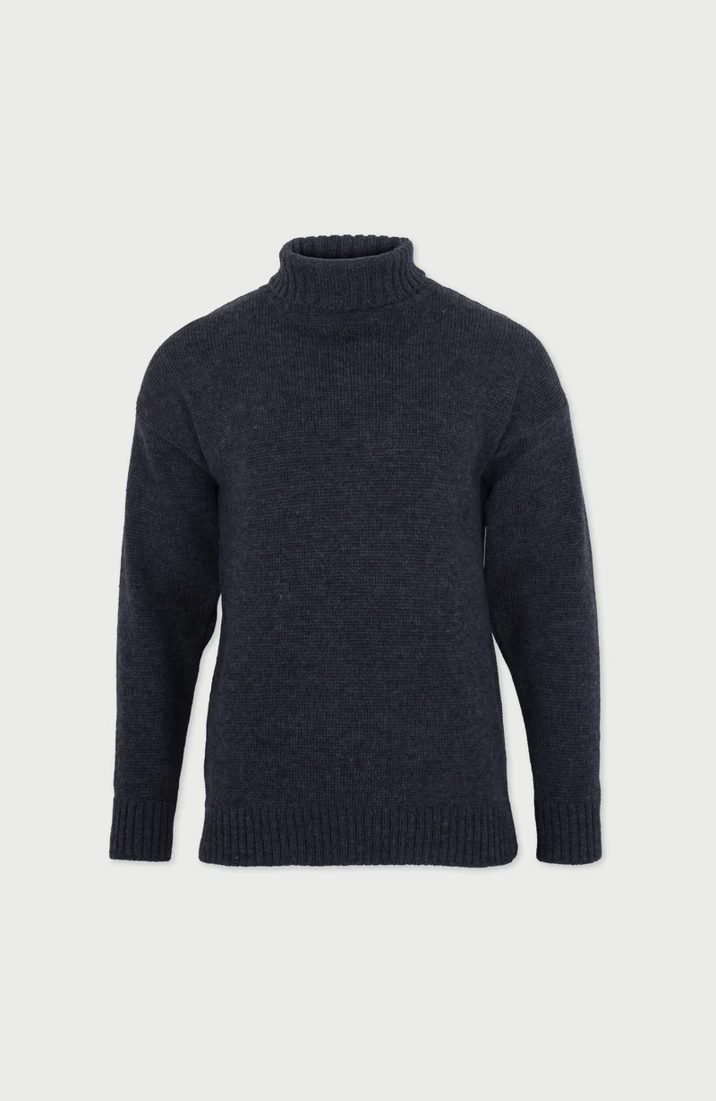 Herren-Pullover „Stone Submariner“ aus grober Merinowolle mit Rollkragen