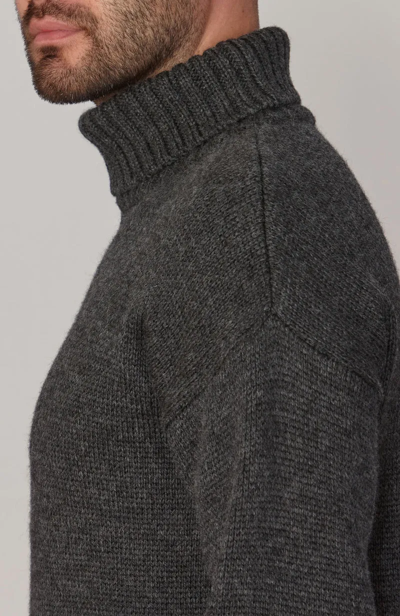 Herren-Pullover „Stone Submariner“ aus grober Merinowolle mit Rollkragen