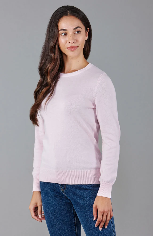 Damenpullover aus 100 % Baumwolle mit Rundhalsausschnitt