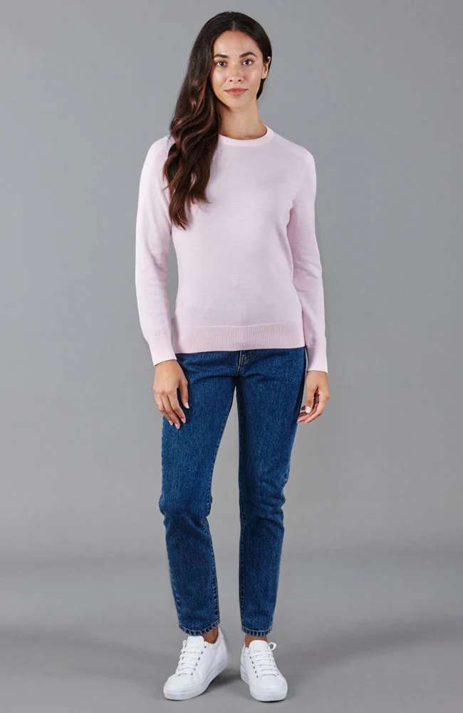 Damenpullover aus 100 % Baumwolle mit Rundhalsausschnitt