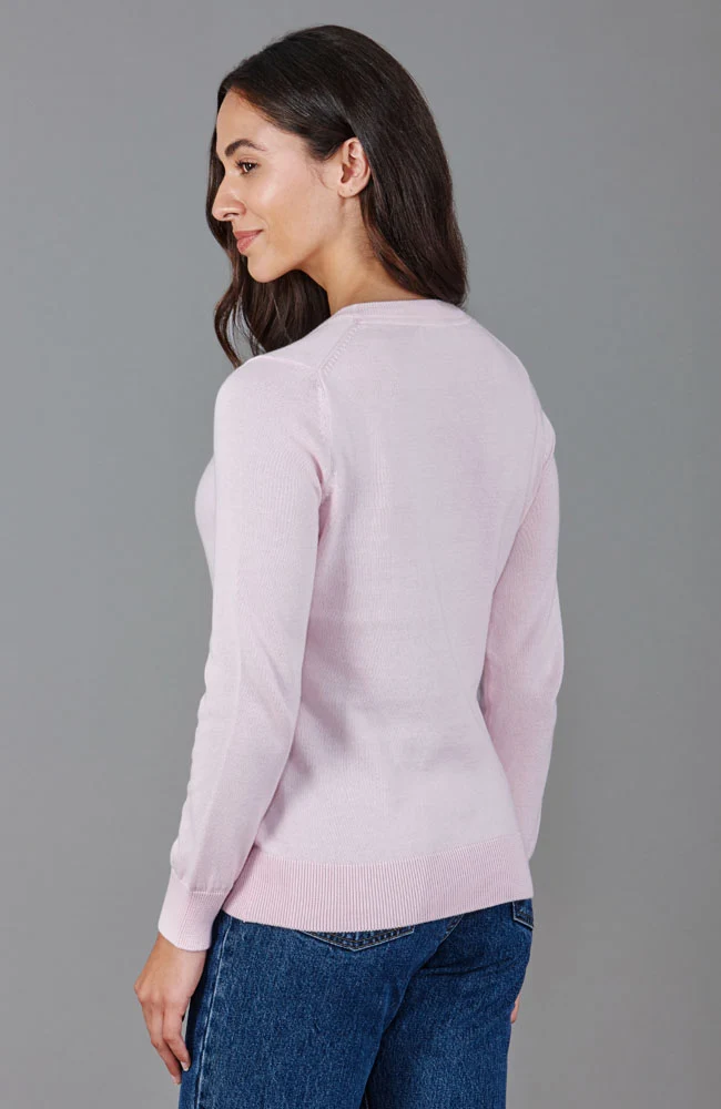 Damenpullover aus 100 % Baumwolle mit Rundhalsausschnitt