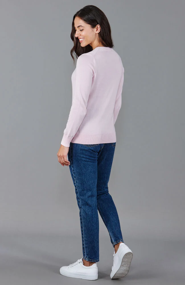 Damenpullover aus 100 % Baumwolle mit Rundhalsausschnitt