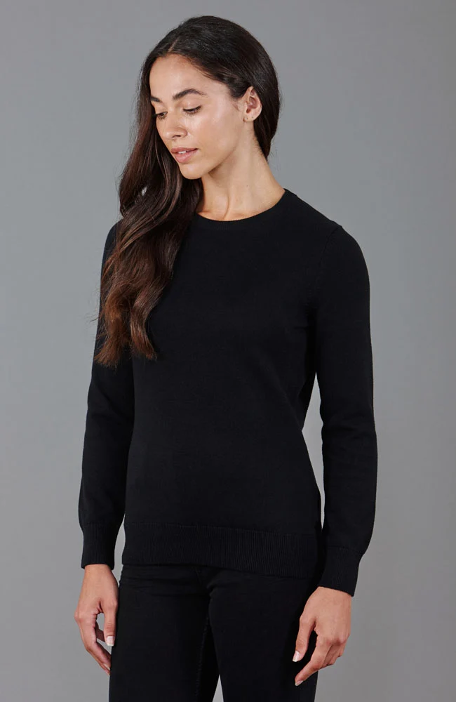 Damenpullover aus 100 % Baumwolle mit Rundhalsausschnitt