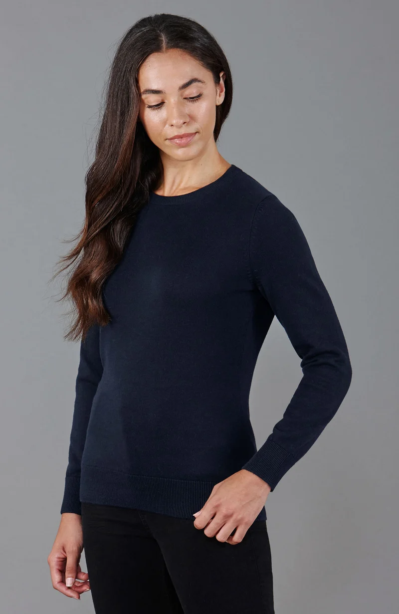 Damenpullover aus 100 % Baumwolle mit Rundhalsausschnitt