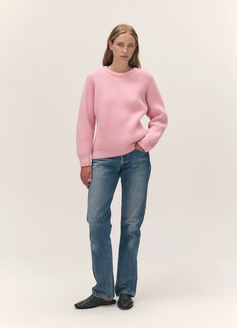 Rowan Rib Crew in Pale Pink