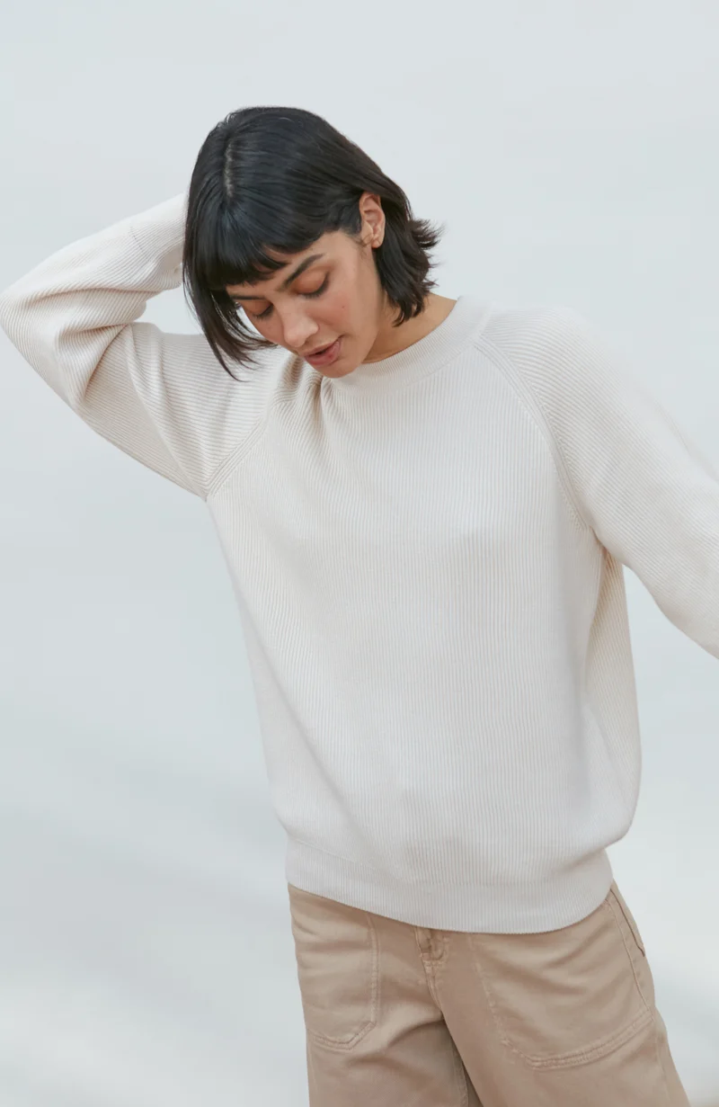 Womens Lightweight Cotton Cley Ribbed Jumper