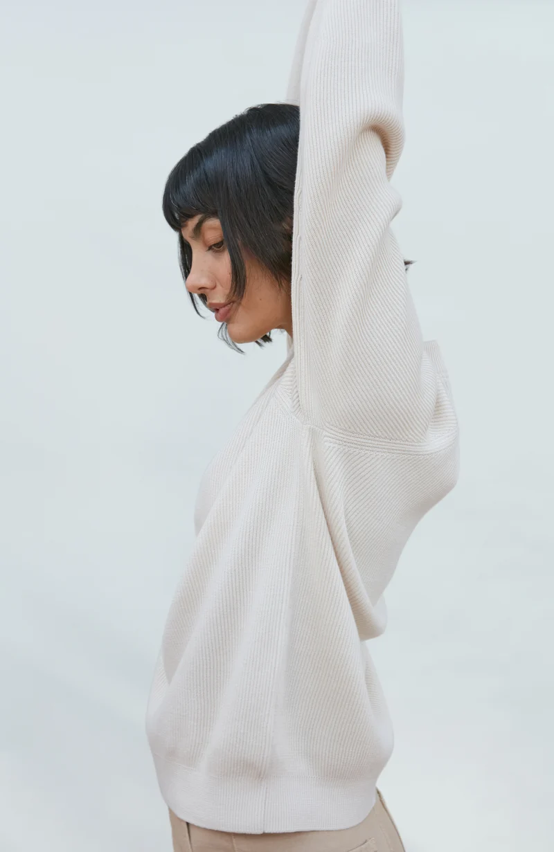 Womens Lightweight Cotton Cley Ribbed Jumper