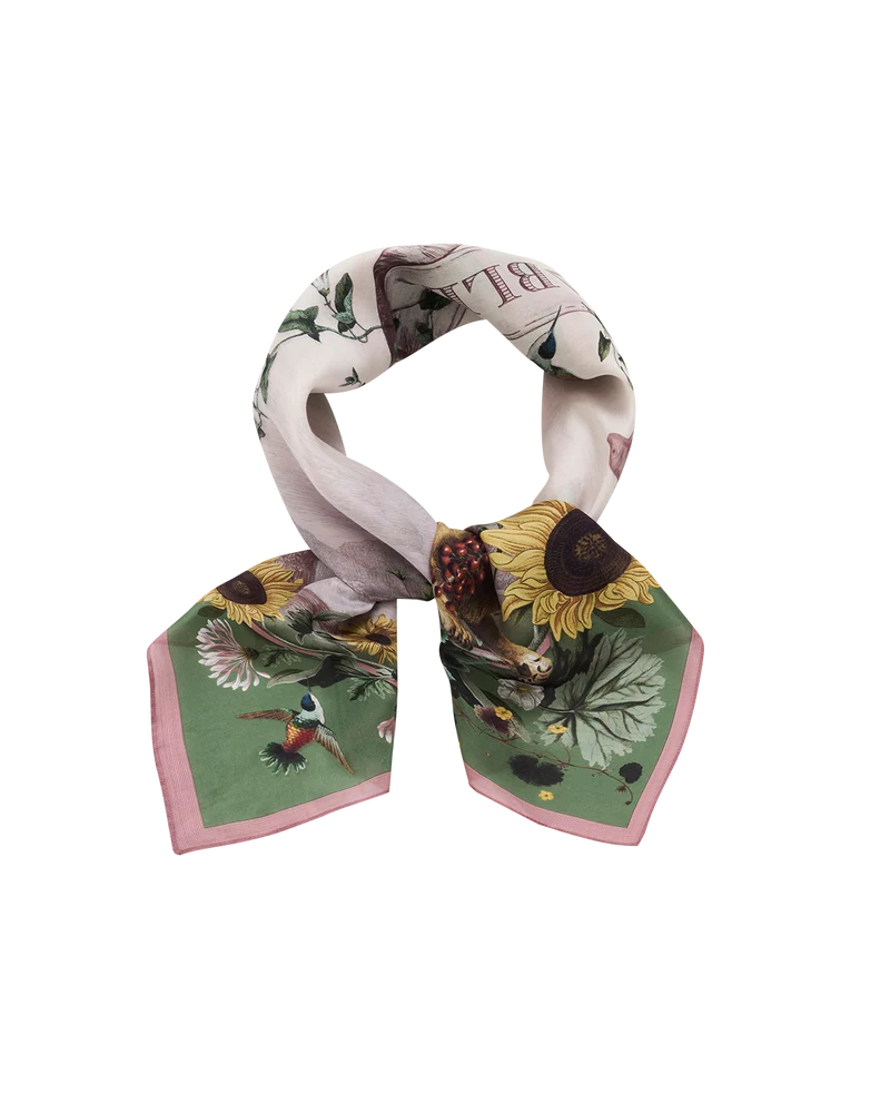 Khaki Circe Silk Blend Medium Square Scarf
