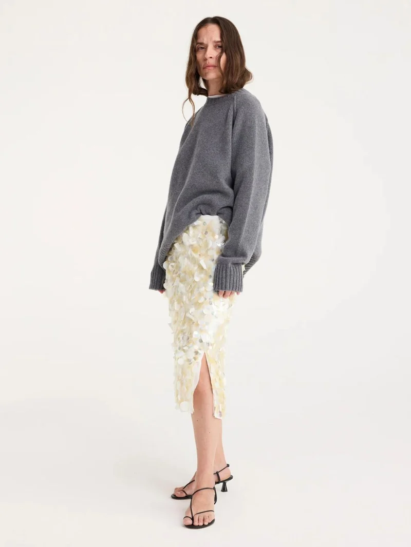 Rohe Embellished Handmade Skirt in Cream