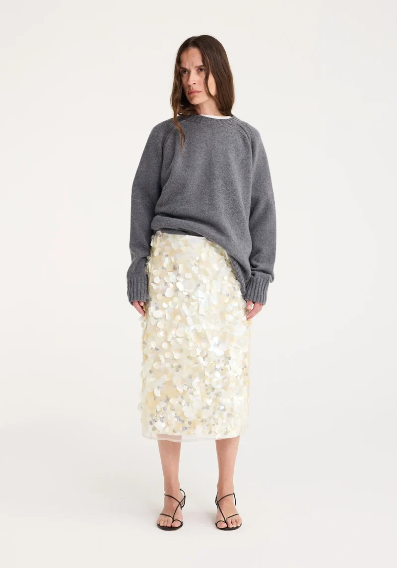 Rohe Embellished Handmade Skirt in Cream
