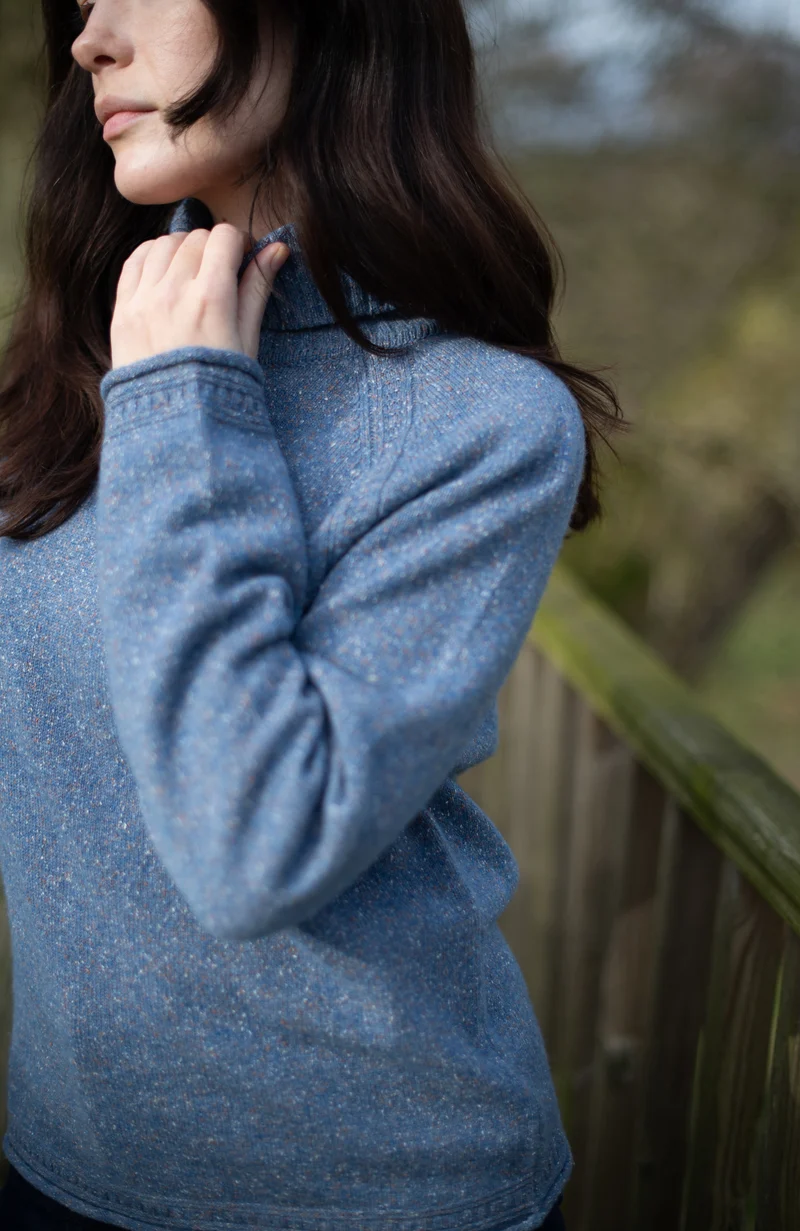 Womens Lambswool Silk Roll Neck Jumper