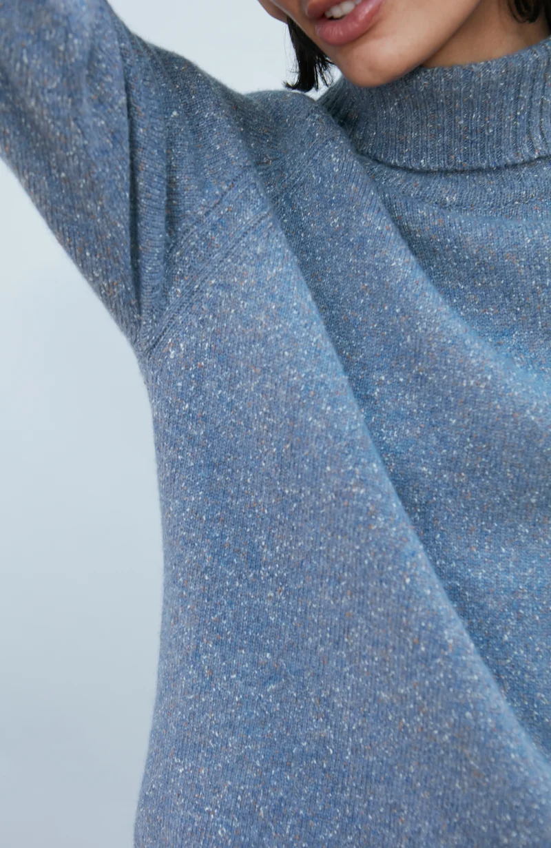 Womens Lambswool Silk Roll Neck Jumper