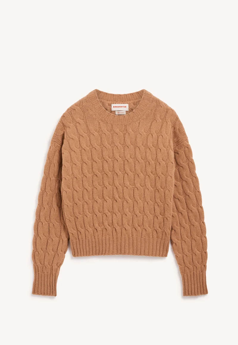 Mara Cable Crewneck in Brown Sugar