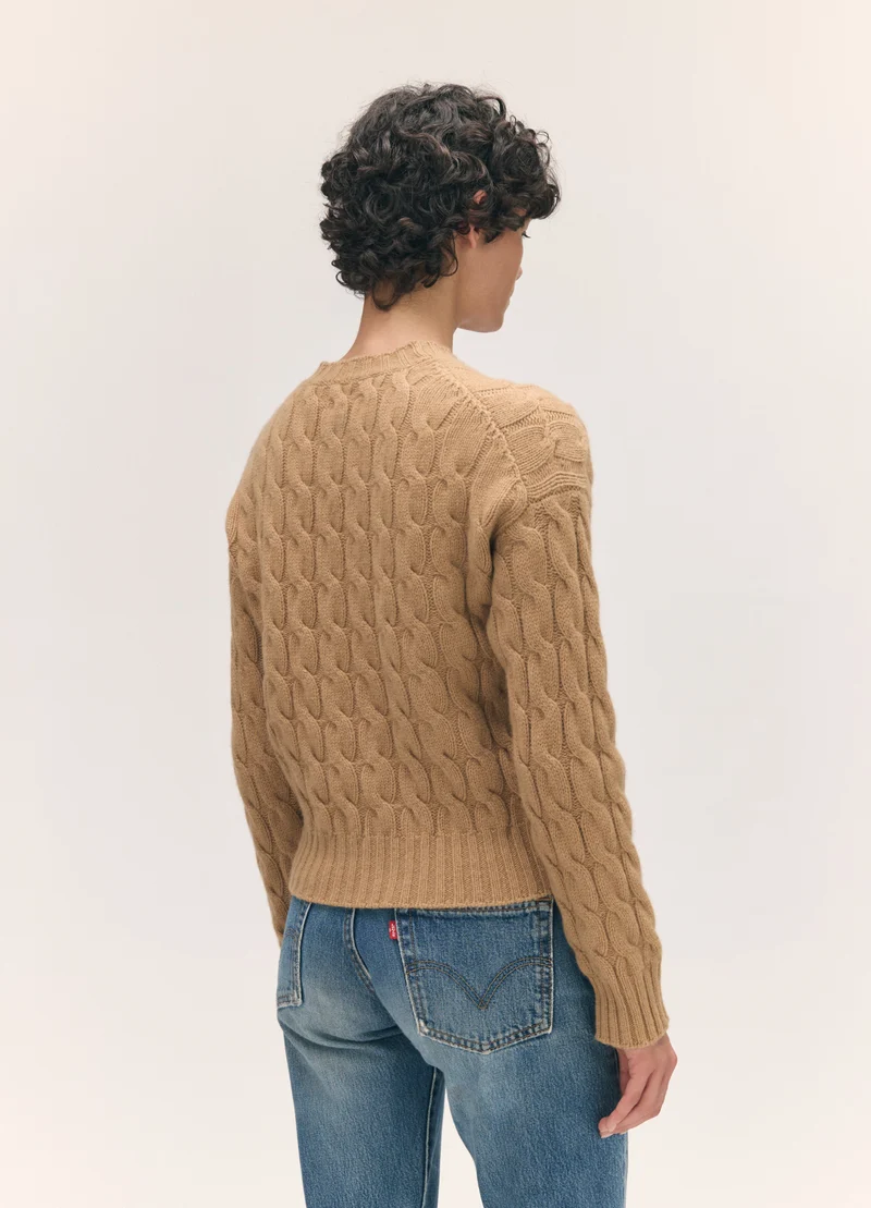 Mara Cable Crewneck in Brown Sugar