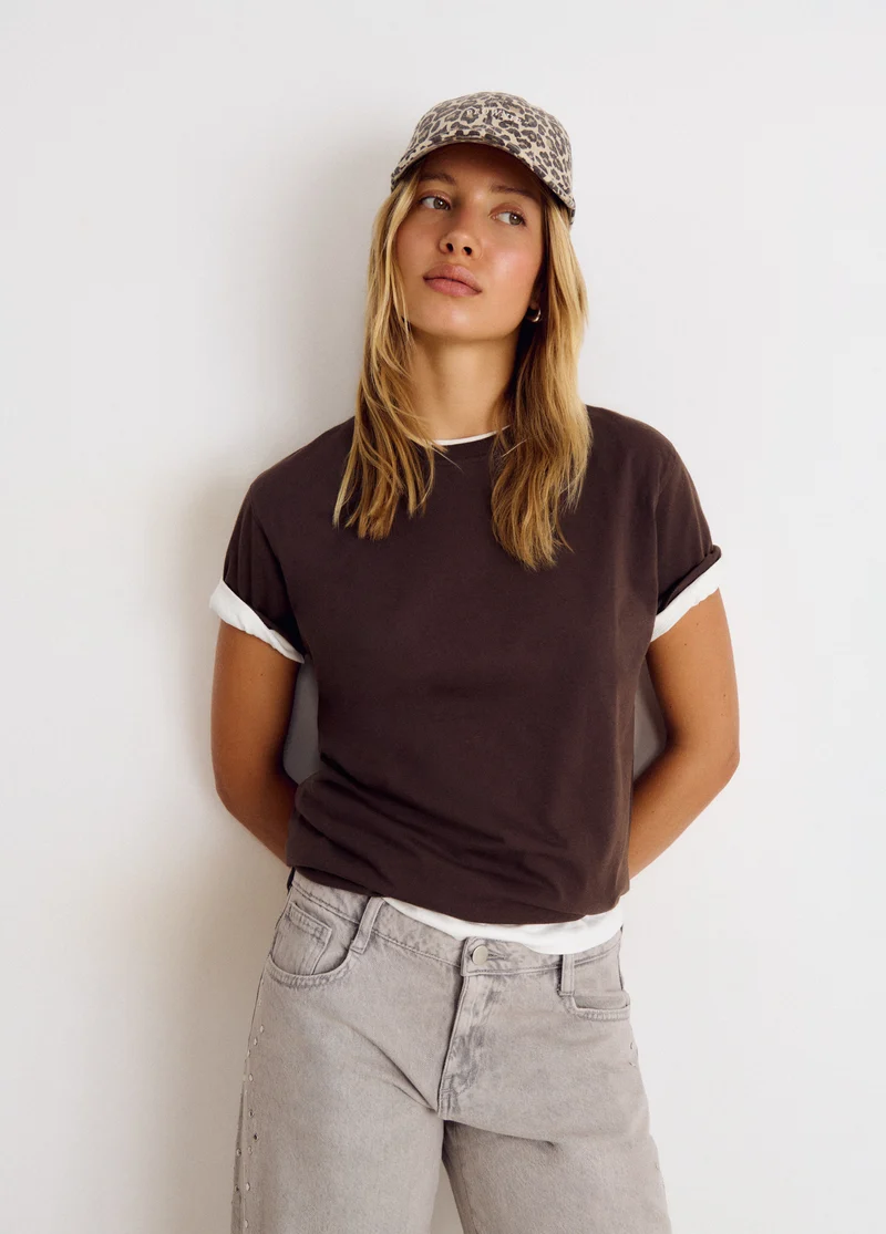 Animal print logo cap