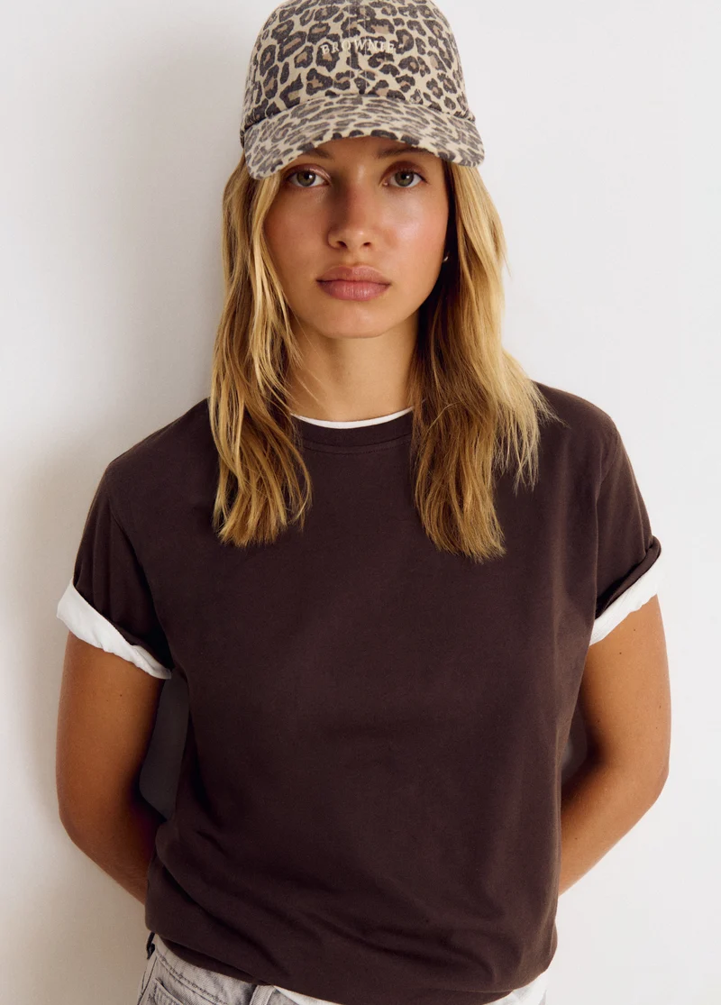 Animal print logo cap