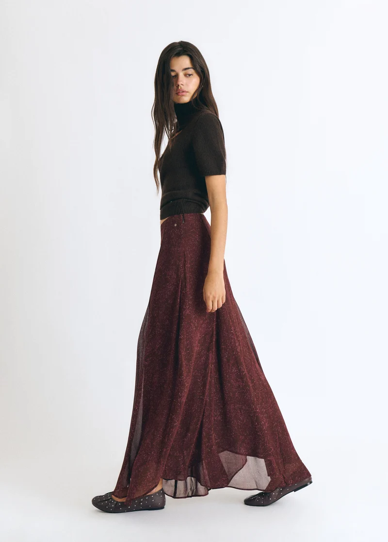 Long printed skirt