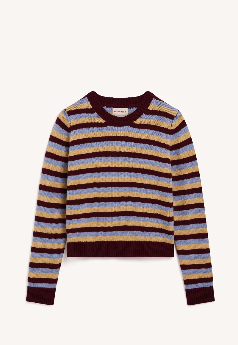 Rosha Shrunken Crewneck in Burgundy with Vintage & Yellow