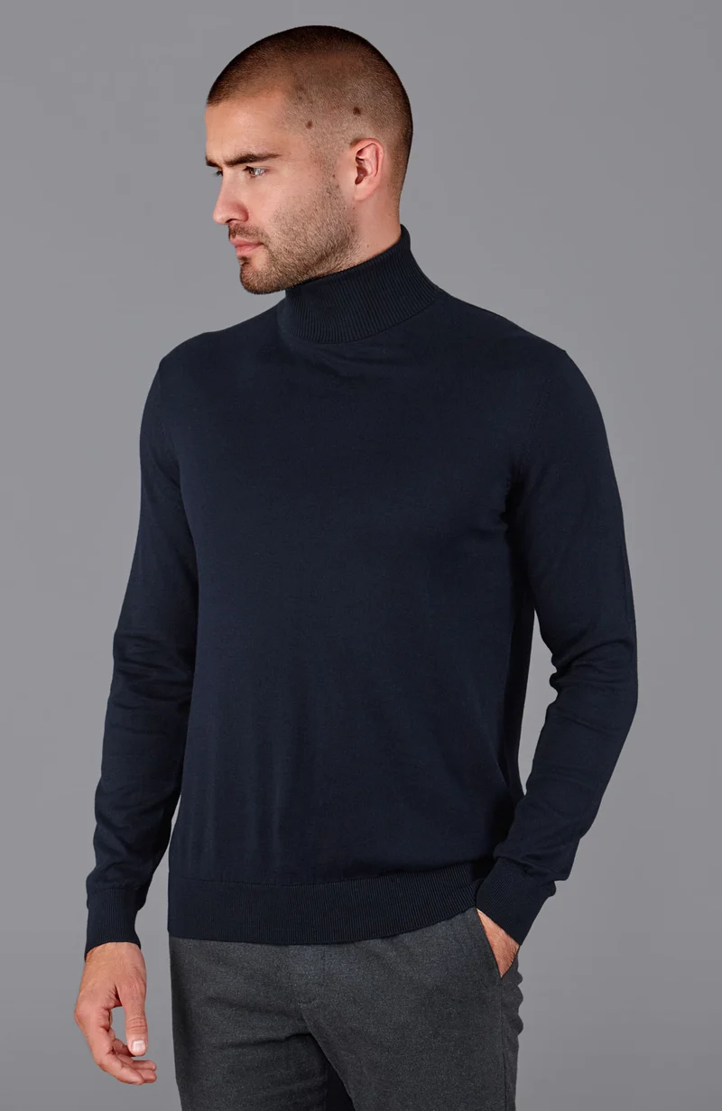 Rollkragenpullover für Herren aus 100 % ultrafeiner Baumwolle