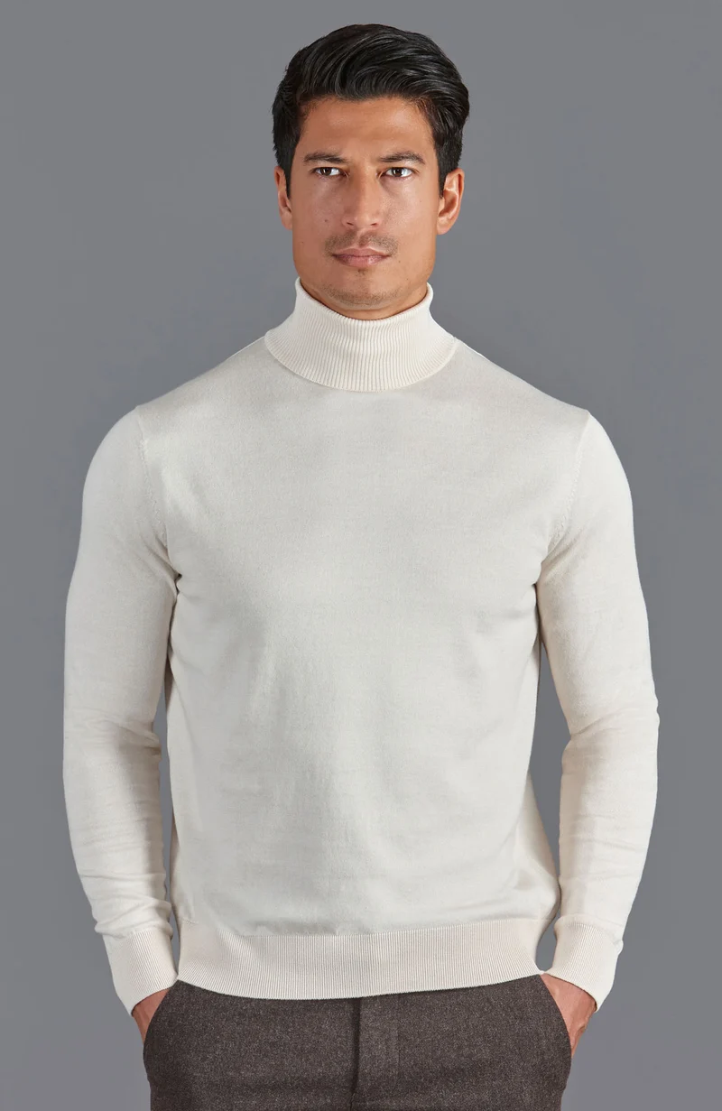 Rollkragenpullover für Herren aus 100 % ultrafeiner Baumwolle