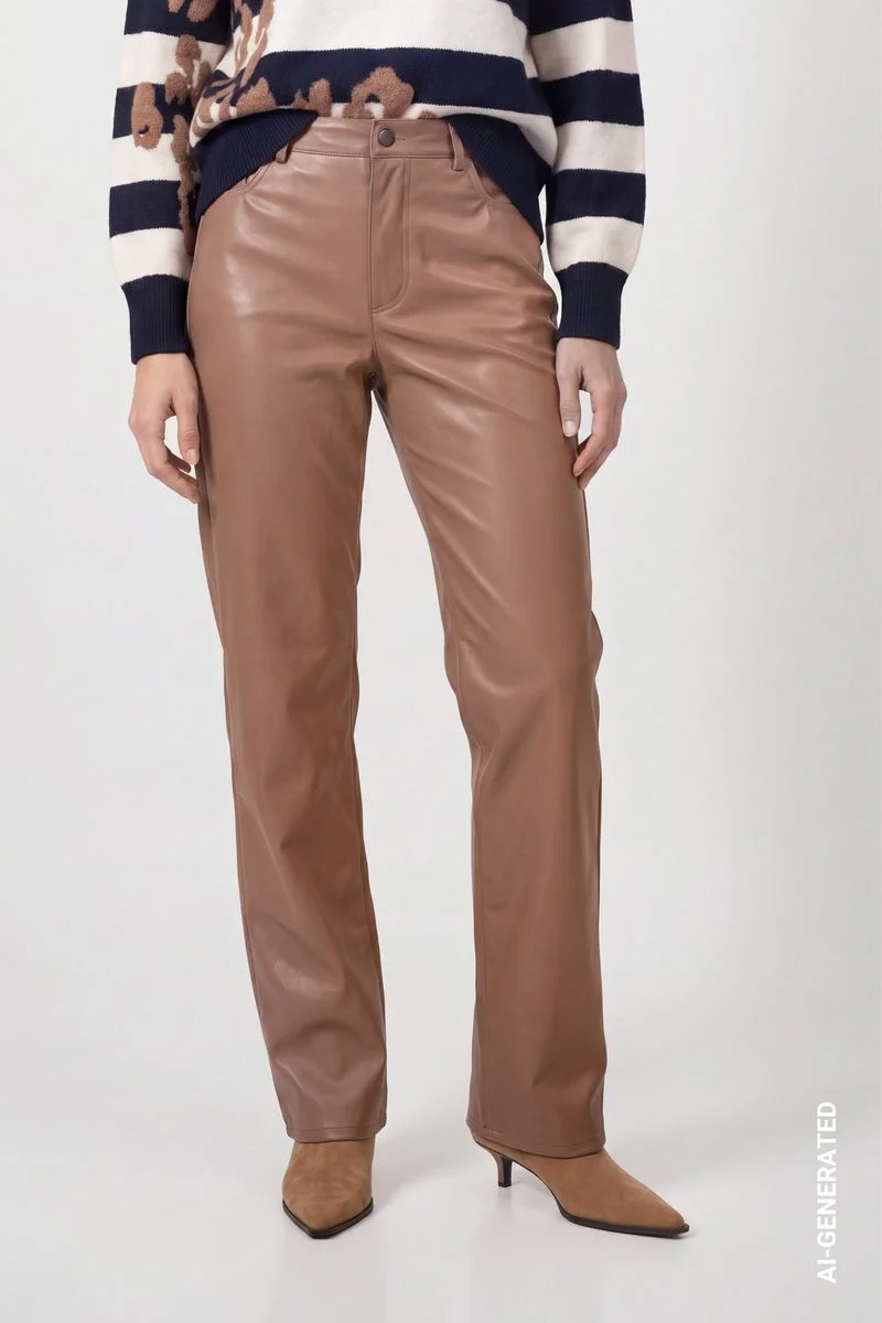 Kunstleder Wide-Leg-Hose