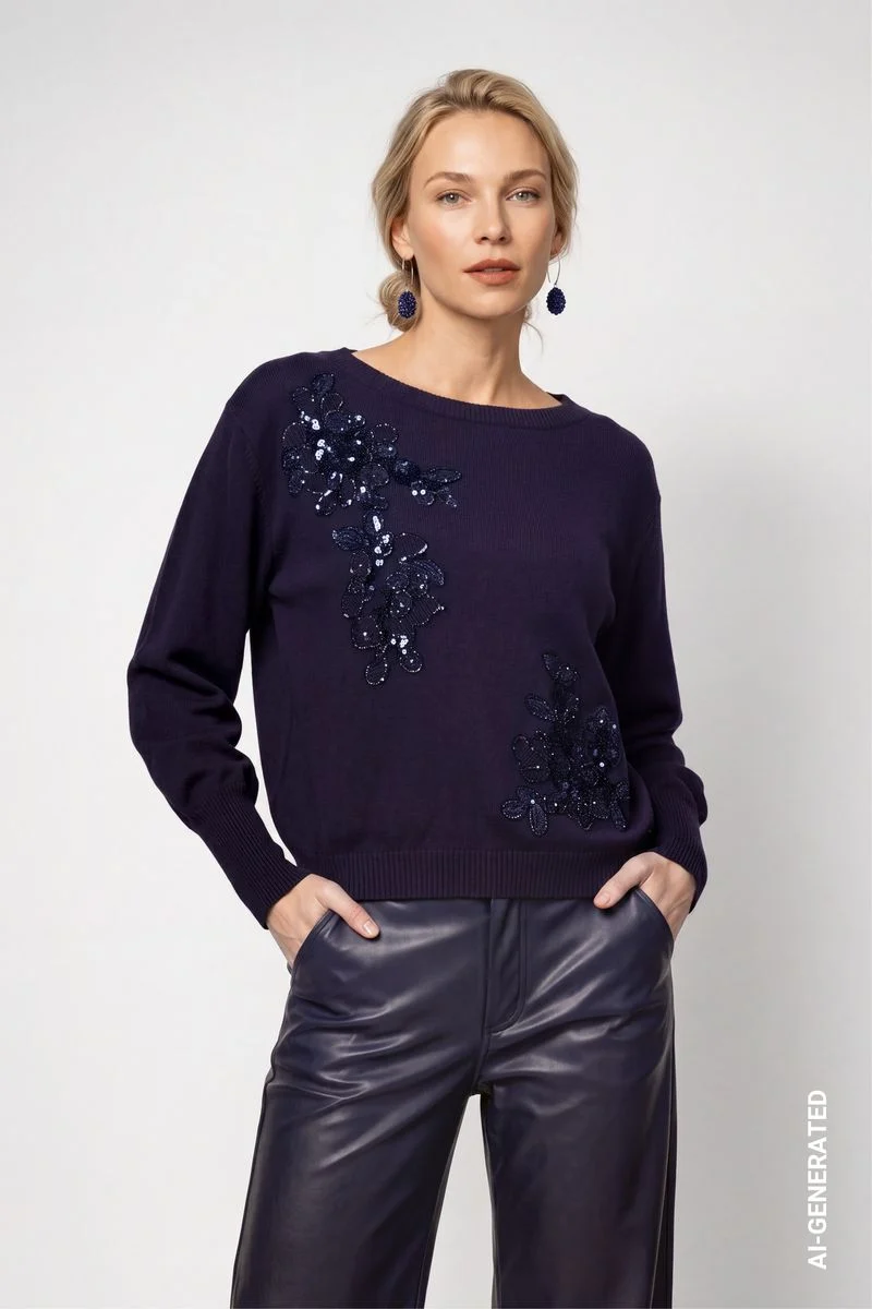 Strickpullover mit Schmuckapplikationen