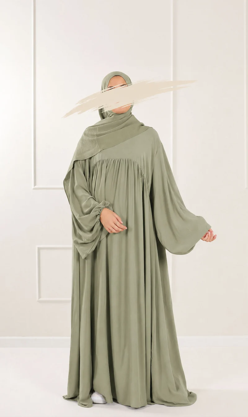 Jilbab Soumaya Ballonärmel - Salbei