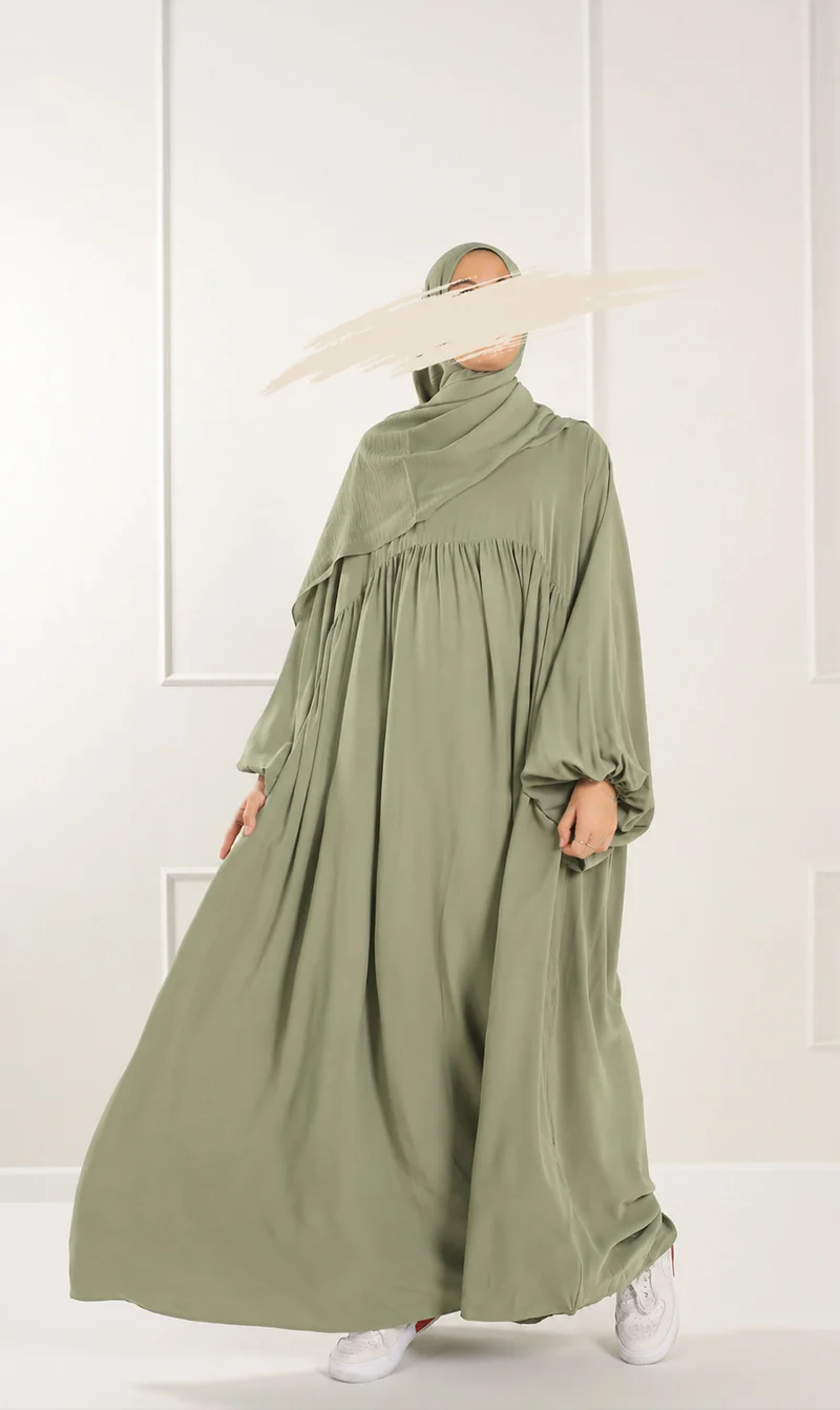 Jilbab Soumaya Ballonärmel - Salbei