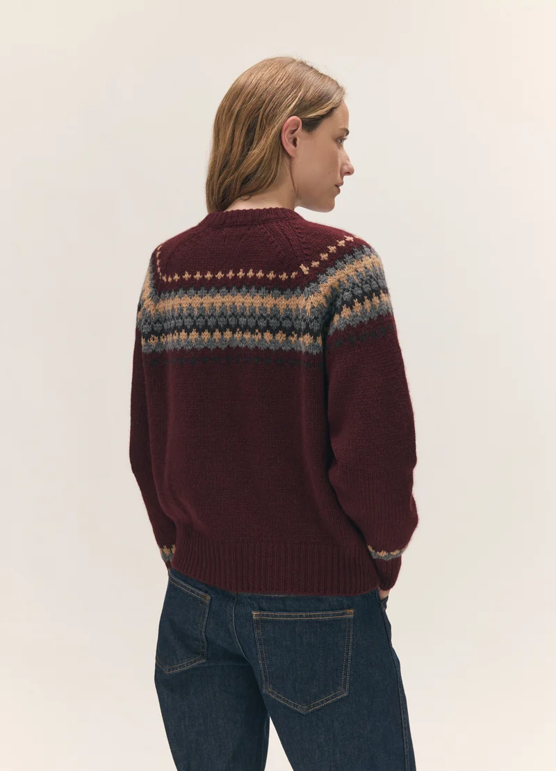Flora Fairisle Cardigan in Port