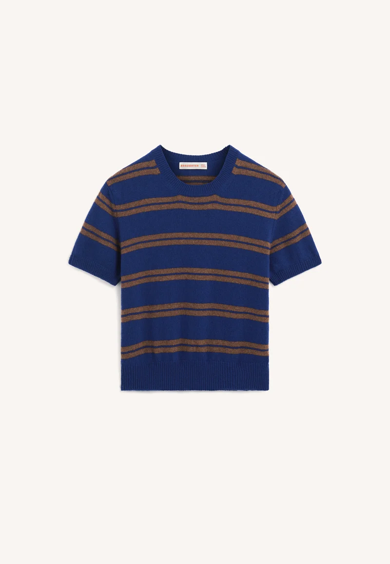 Wicklow T-Shirt in Smalt/Hazelnut Stripe