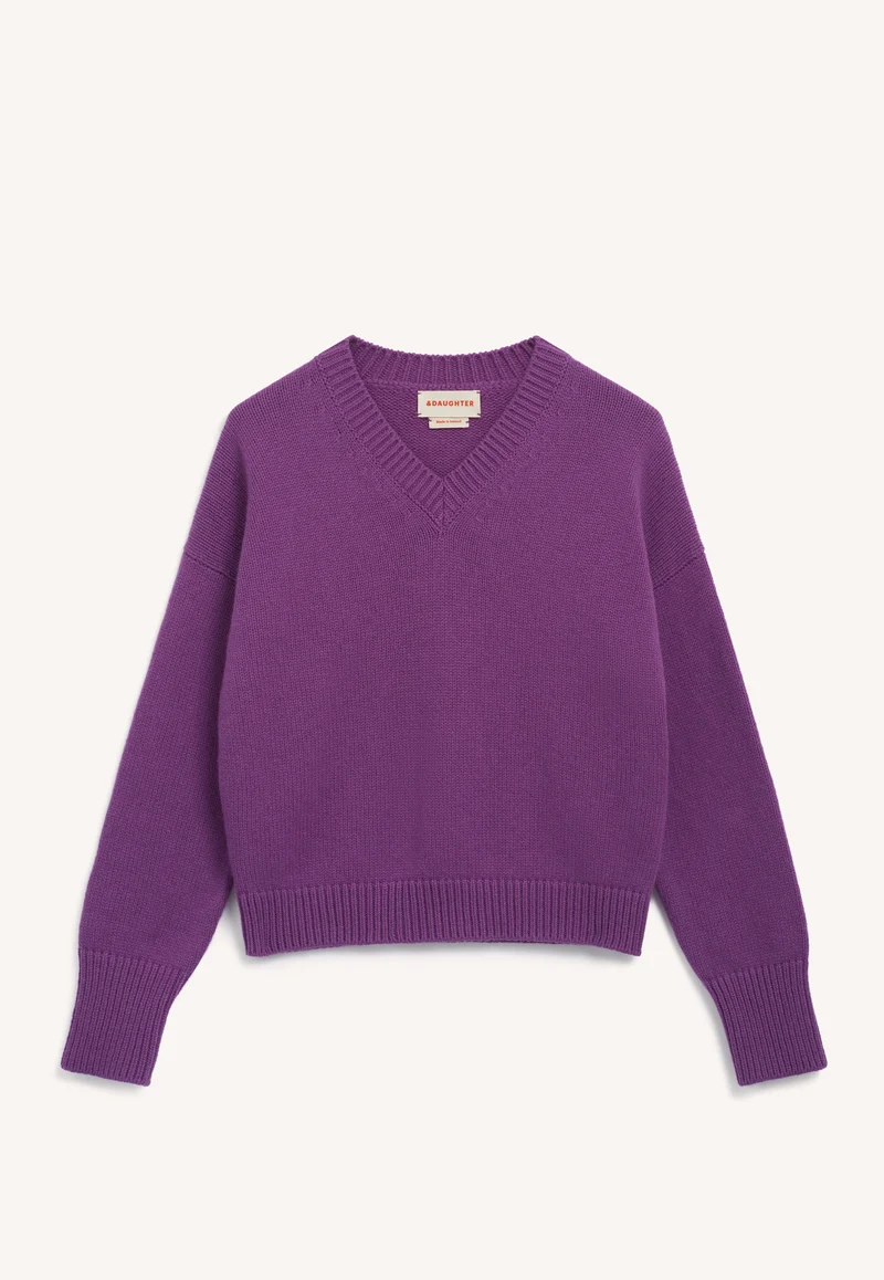 Sora Slouch V-Neck in Vivid Purple