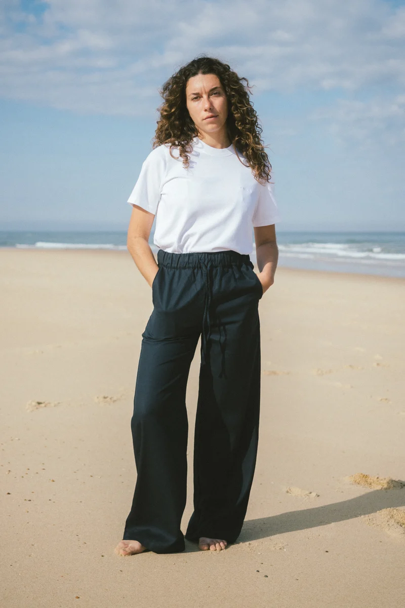 Leinen-Mix Longpants Alba Dunkelblau