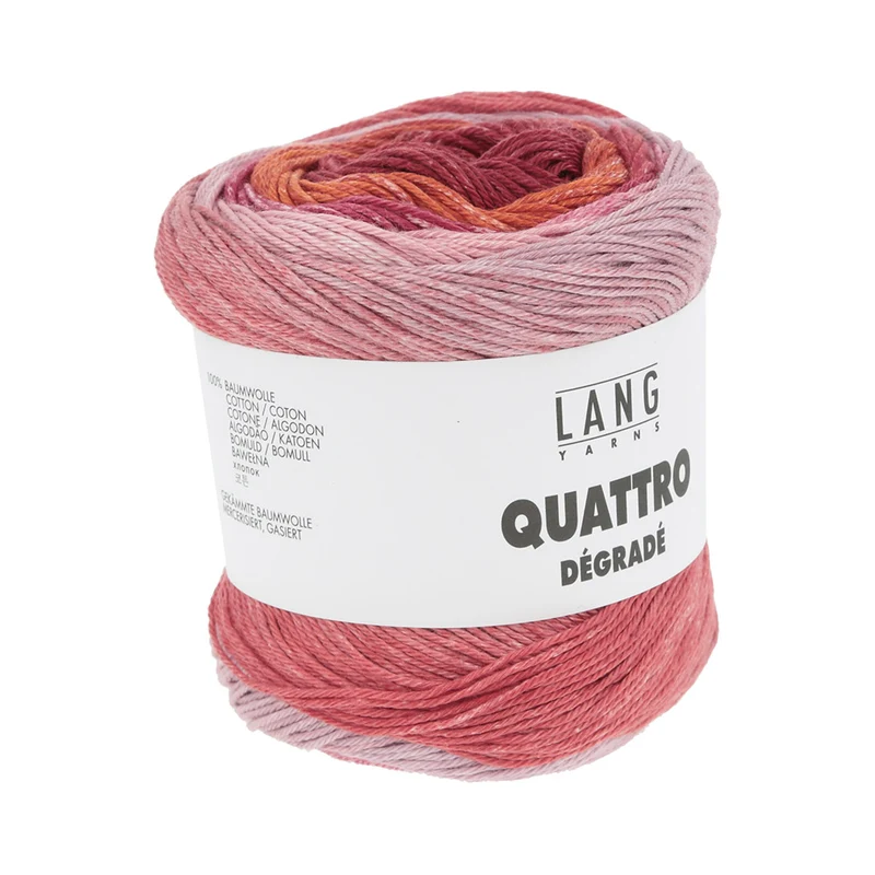 Lang Yarns Quattro Dégradé 0002 Fuchsia/Rot/Rosa